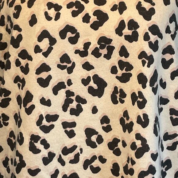 Lucky Brand Leopard Print Hoodie Sweatshirt Tan Black French Terry Long Sleeve S - Picture 4 of 8